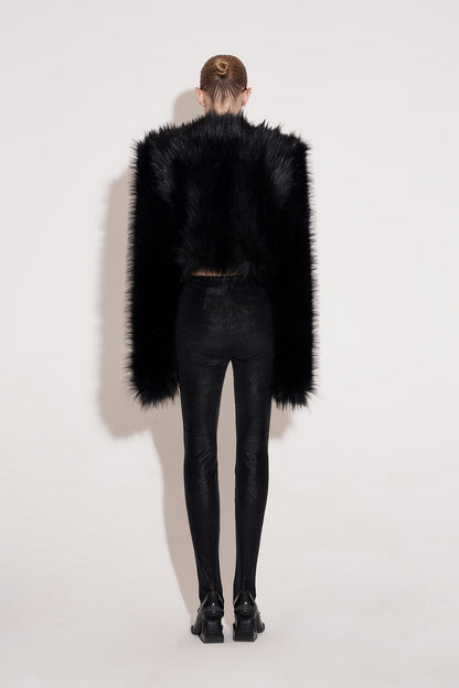 Baggy coat with sloping shoulders in eco-friendly fur