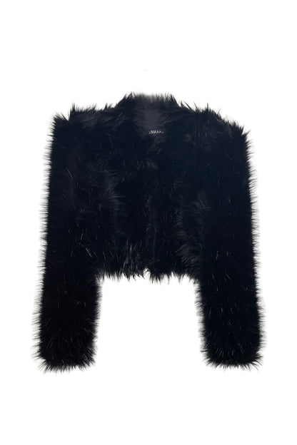 Baggy coat with sloping shoulders in eco-friendly fur