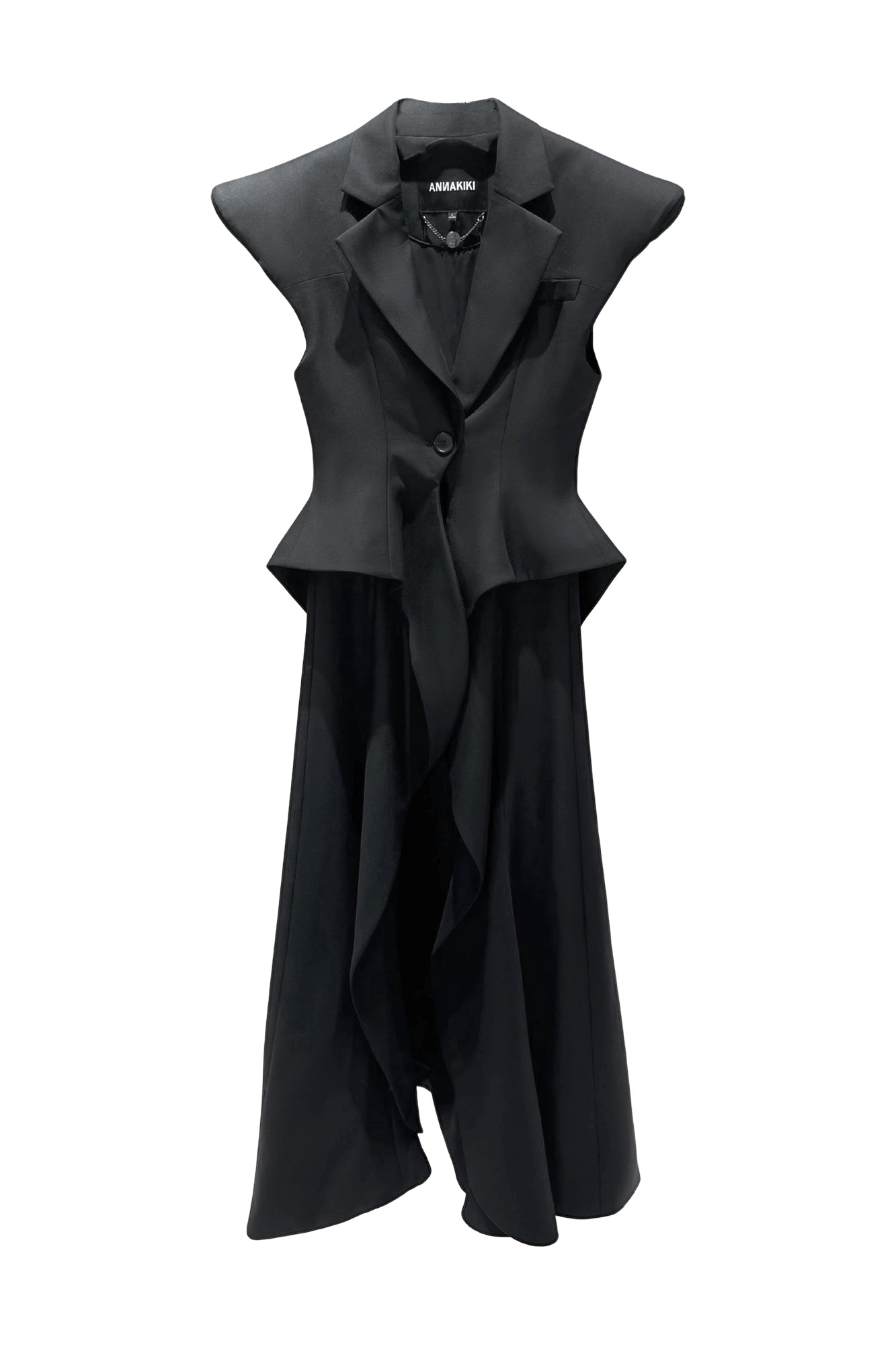 Acetate wool wide shoulder flying piece long waistcoat