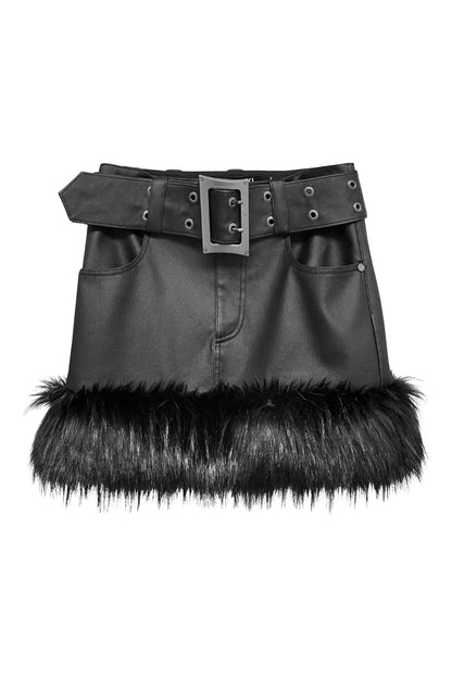 Functional eco-friendly fur mid-waist skirt
