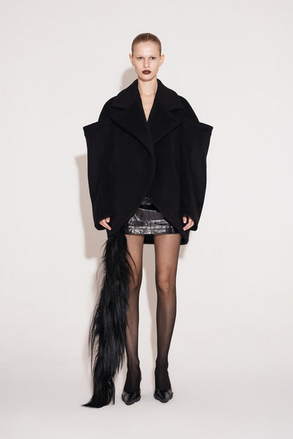 Wool architectural double-sided tweed coat