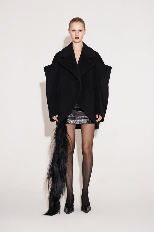 Wool architectural double-sided tweed coat