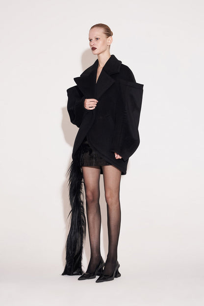 Wool architectural double-sided tweed coat