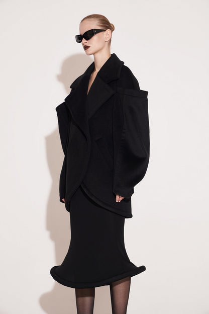Wool architectural double-sided tweed coat