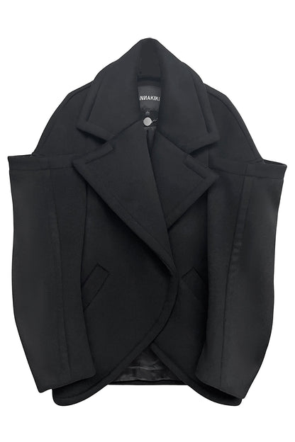 Wool architectural double-sided tweed coat