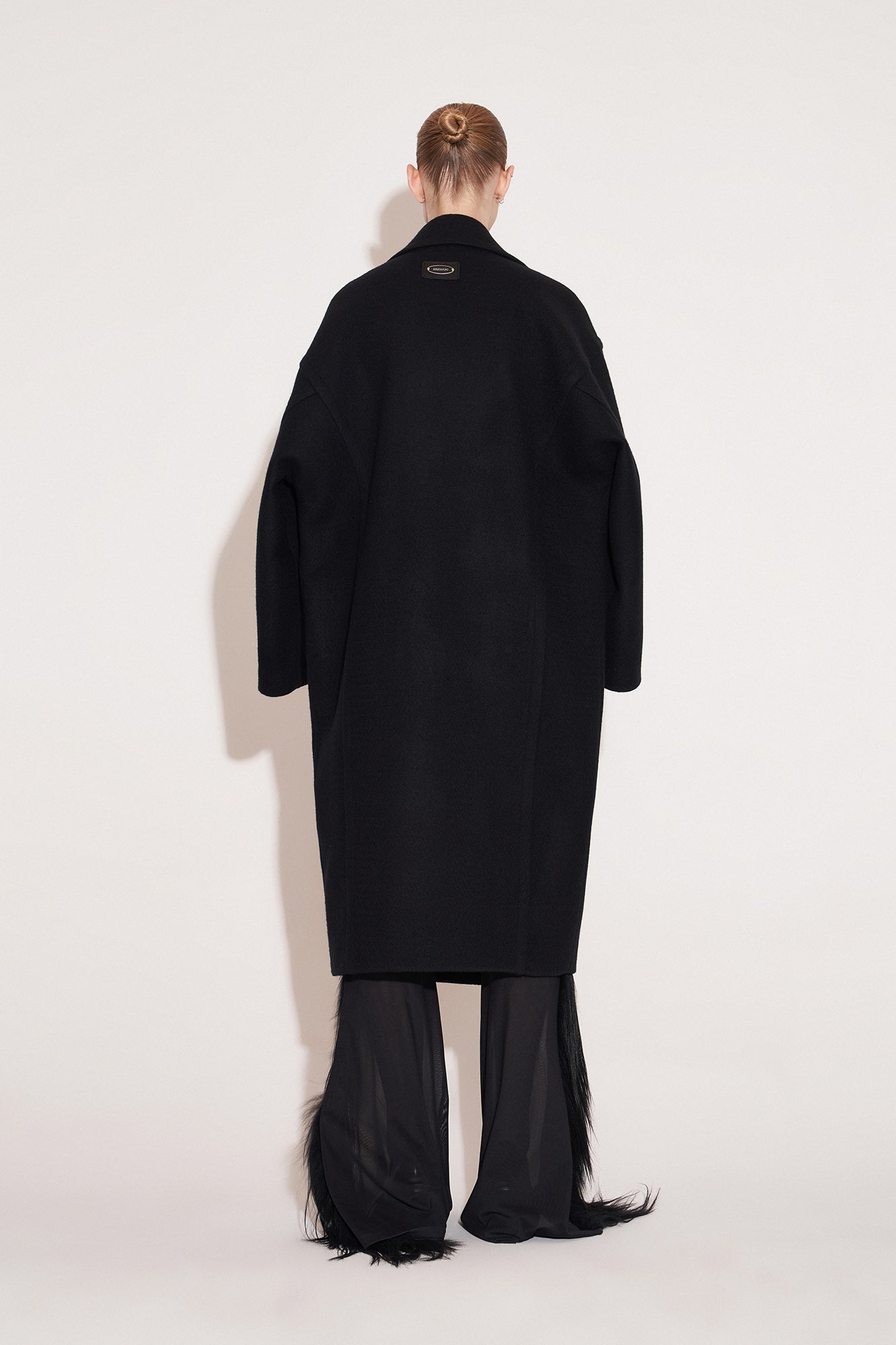 Wool double thread cocoon coat