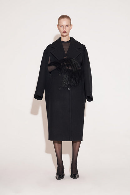 Wool double thread cocoon coat