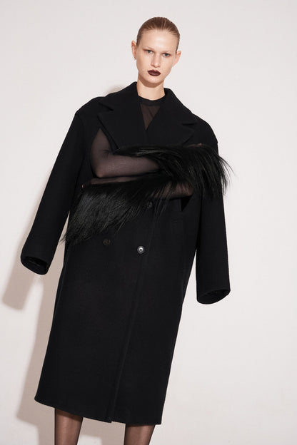 Wool double thread cocoon coat