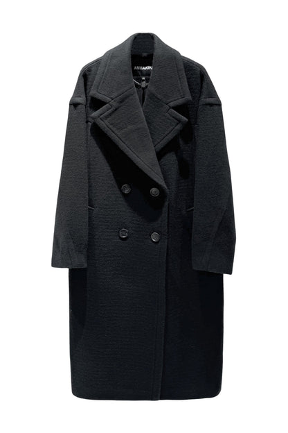 Wool double thread cocoon coat