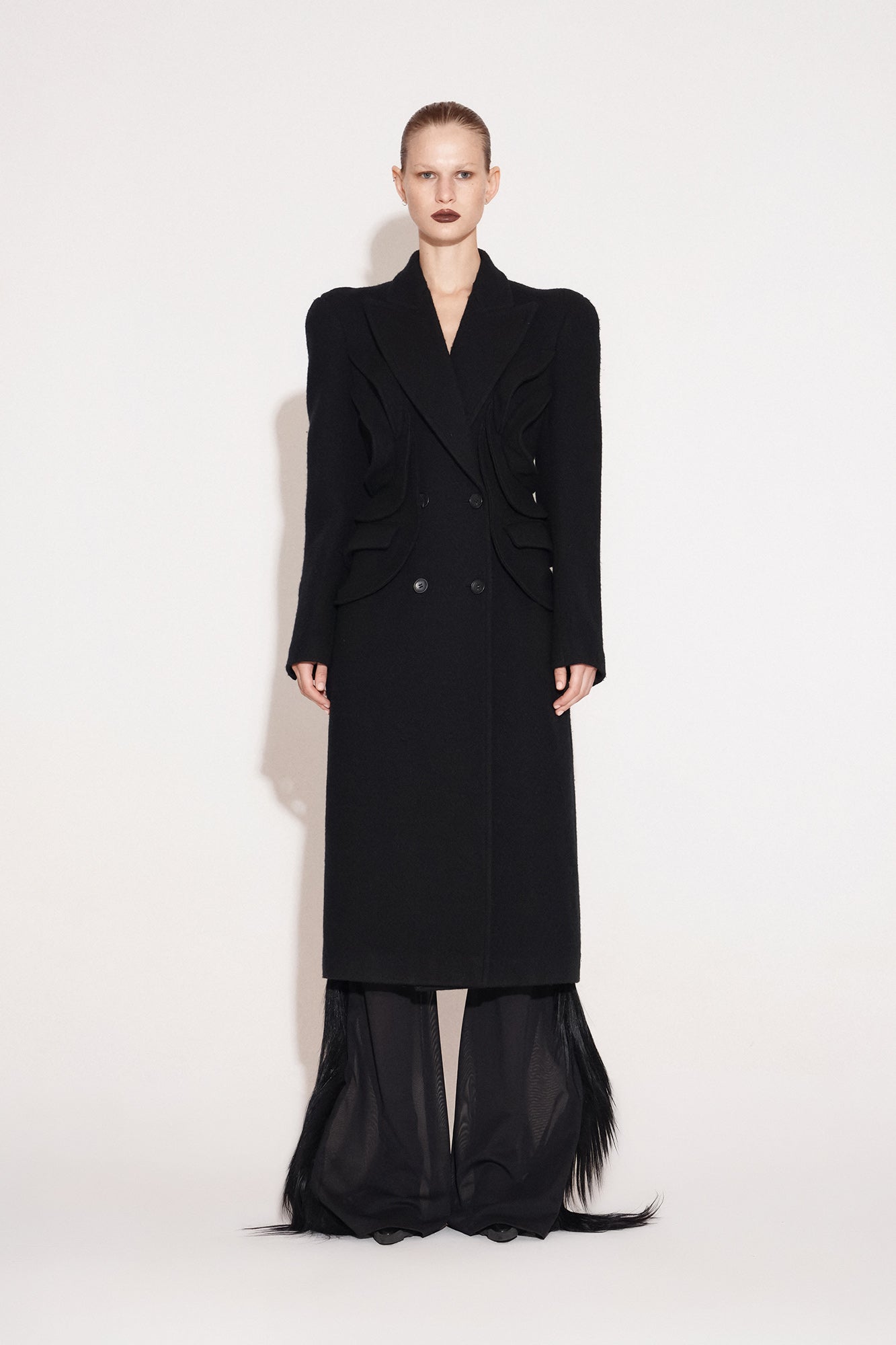 Wool multilayer flying piece architectural coat