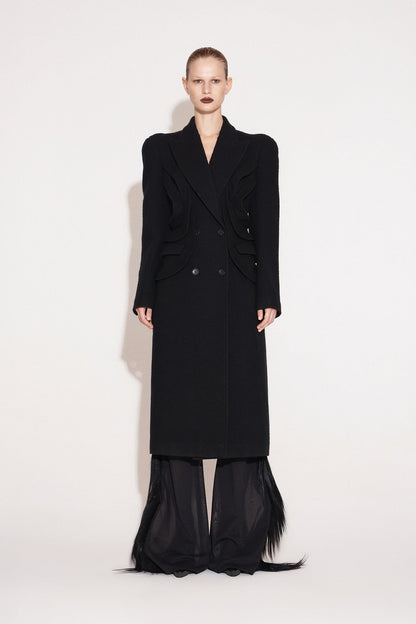 Wool multilayer flying piece architectural coat
