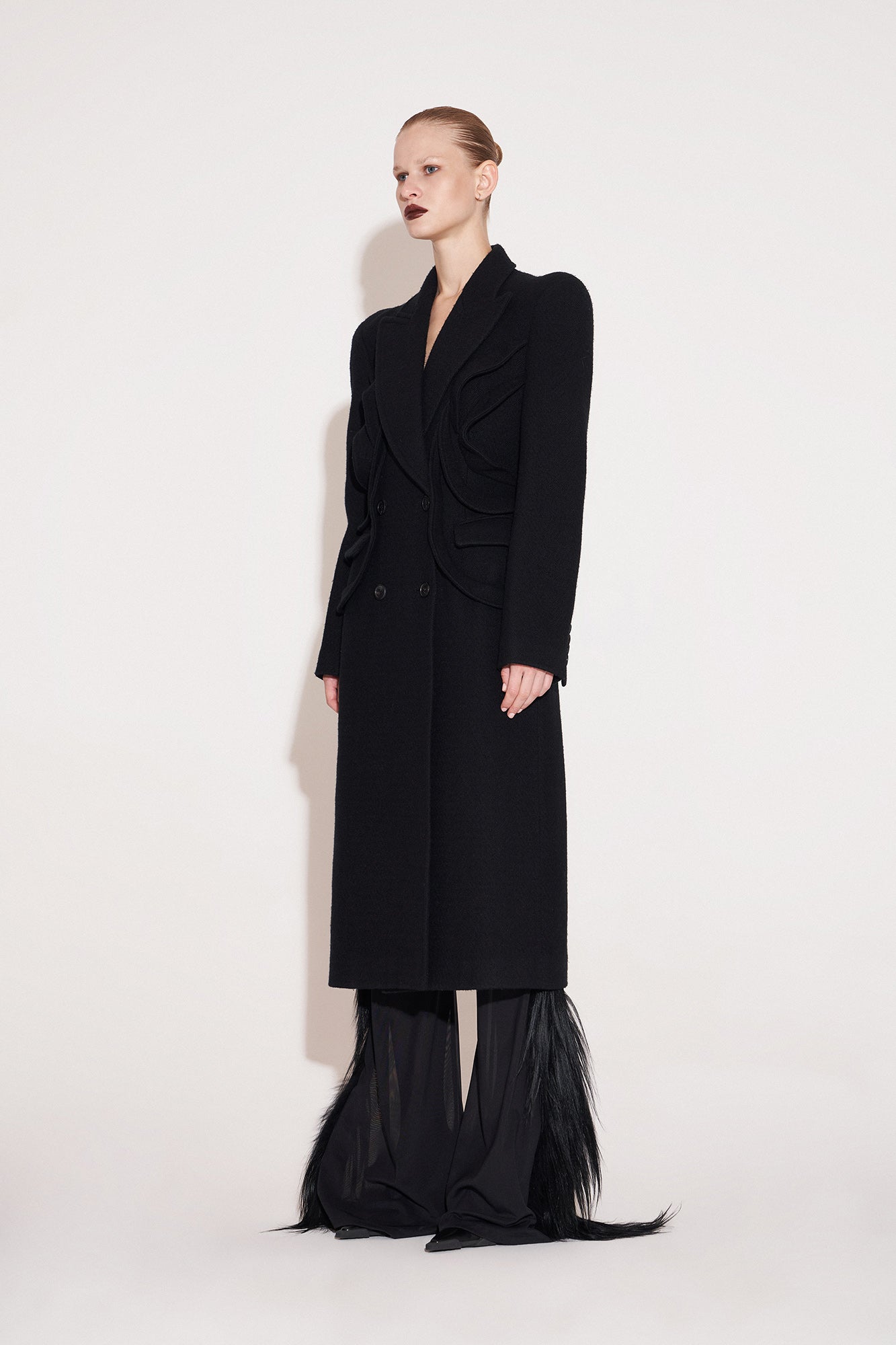 Wool multilayer flying piece architectural coat