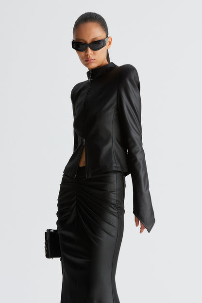 Functional bone pleated slimming coat