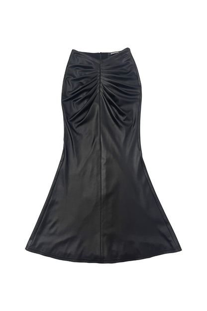 Bone pleated V-waist fishtail skirt