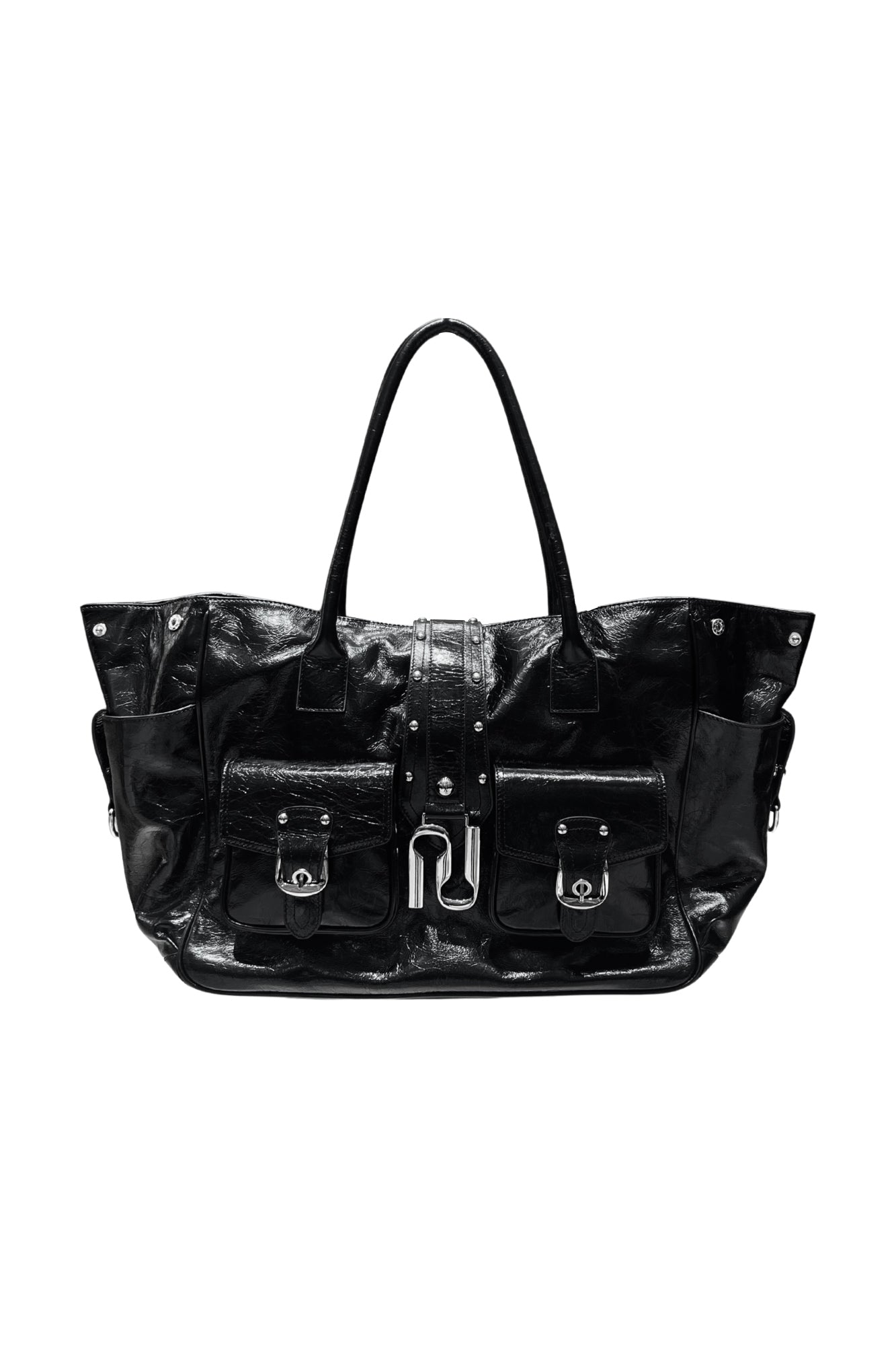 Genuine leather functional handbag