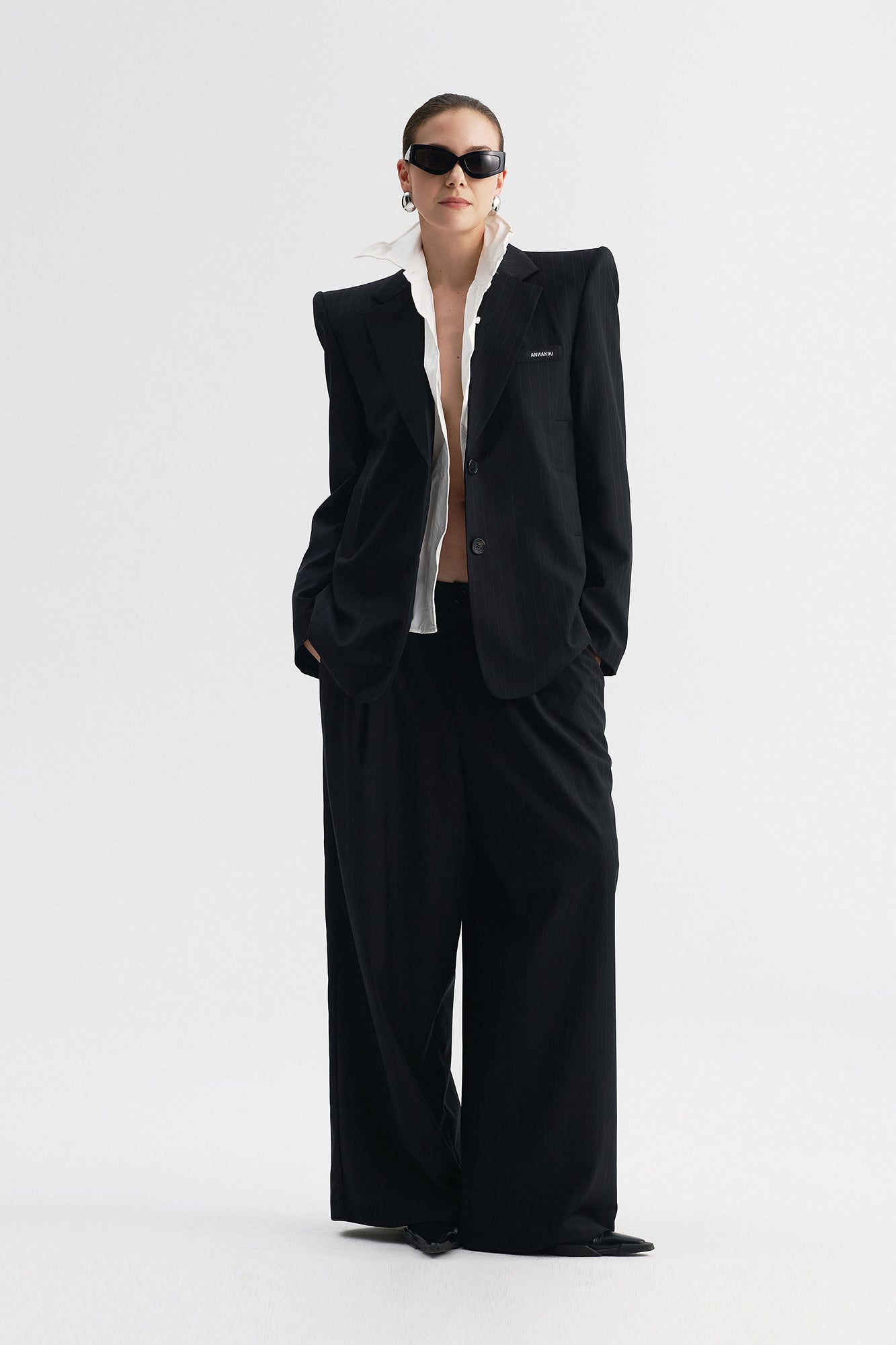 Wool padded shoulder casual suit