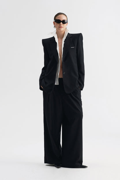 Wool padded shoulder casual suit