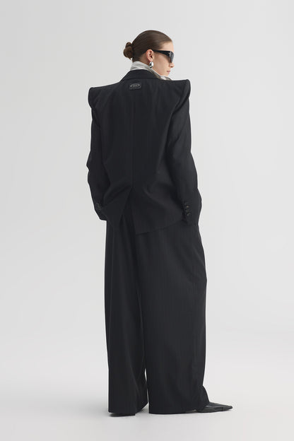 Wool padded shoulder casual suit