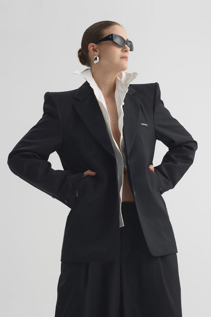 Wool padded shoulder casual suit